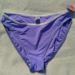 New Uzzi Size S Womens Swimsuit Purple w/ White Trim Bikini Bottom NWOT